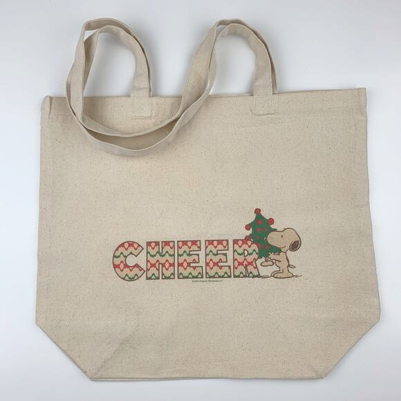 Snoopy Peanuts Tote Cheer Christmas Theme Reusable Shopping Bag - Picture 1 of 5